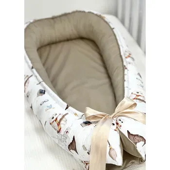 Hnízdečko pro miminko Oboustranné hnízdečko pro miminko - béžový velvet se vzorem "Škola kouzel"