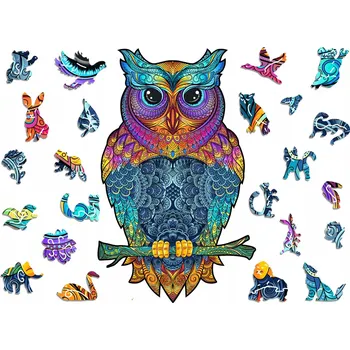 Obraz Puzzle Dřevěné 3D pro dospělé Premium Sova XXL Dárek Zvířata