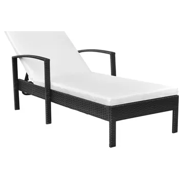 Zahradní lehátko OMAXI Zahradní lehátko s poduškou polyratan černé 505327