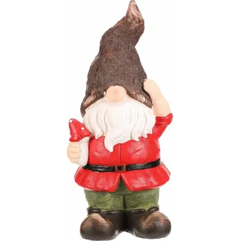 Zahradní dekorace Zahradní dekorace Trpaslík červený kabát, 19 x 18 x 42 cm, červená