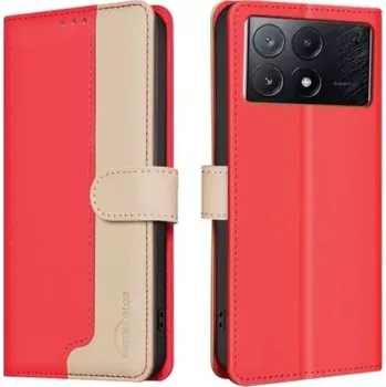 Pouzdro na mobilní telefon TT-TopTechnology Kožené pouzdro Poco X6 Pro red, červené, model knížka, řada TWO-COLOR, materiál syntetická kůže