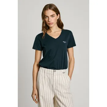 Dámské tričko Pepe Jeans Dámské tričko MACY V-NECK Barva: modrá, Velikost: S