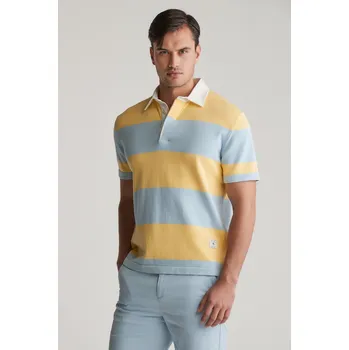 Pánský svetr SVETR GANT STRIPED COTTON SS POLO FRESH BLUE
