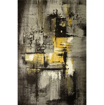 Koberec MODERNÍ KOBEREC ČERNÝ ŠEDÝ ŽLUTÝ DO OBÝVÁKU JAKO BETON VICTORIA 60x100 cm