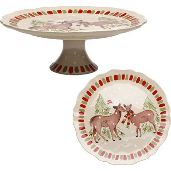 Podnos na dort|ovoce 34x11cm, DEER FRIENDS, bílá|Linen (DOPRODEJ)|Casafina by Costa Nova