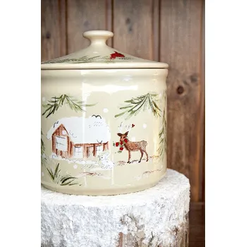 Talíř Dóza s pokličkou pr.19x21cm|2,8L, DEER FRIENDS, bílá|Linen (DOPRODEJ)|Casafina by Costa Nova