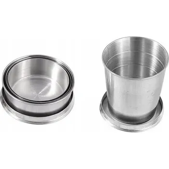 SKLÁDACÍ KOVOVÁ SKLENIČKA LOVEČKÁ PŘÍVĚSEK NA KLÍČE 250 ml stříbrná