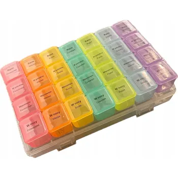 Dávkovač léků ZÁSOBNÍK ORGANIZÉR NA LÉKY PILULKY OLDMAN SCHRÁNKA 7 dní 4 póry