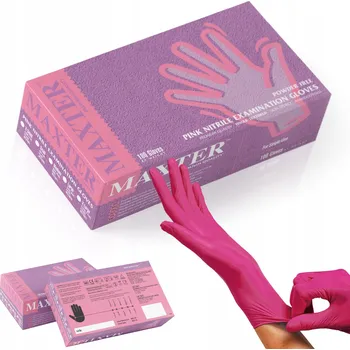 Vyšetřovací rukavice NITRILOVÉ RUKAVICE NA JEDNO POUŽITÍ BEZPUDROVÉ RŮŽOVÉ MAXTER XL 100ks