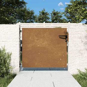branka OMAXI Zahradní branka 85 x 125 cm z corten oceli čtvercový design 217824