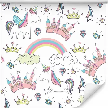 Fototapeta Tapeta pro holčičku jednorožci duhy obláčky