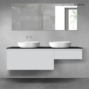 Koupelnový nábytek Oltens Vernal sada koupelnového nábytku 160 cm s horní deskou, matná šedá/matná černá 68354700