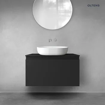 Koupelnový nábytek Oltens Vernal závěsná umyvadlová skříňka 120 cm s deskou, matná černá 68127300