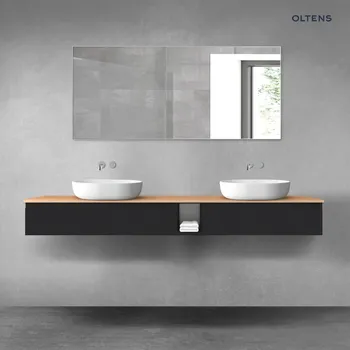 Koupelnový nábytek Oltens Vernal sada koupelnového nábytku 200 cm s horní deskou, matná černá/dub 68662300