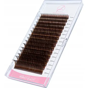 Umělé řasy Barevné řasy Premium Lashes C 0.07 7mm TMAVĚ HNĚDÁ 16 proužků