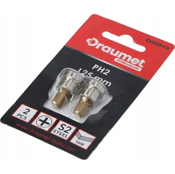 Bit Bity PH2 L25 mm pro sádrokarton na šroubovák 2 kusy Draumet Premium