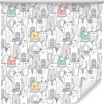 Tapeta 10m TAPETA na zeď do dětského pokoje barevné kočky