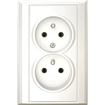 Elektrická zásuvka e2 elektro GmbH Zásuvka ČSN dvojnásobná stříbrná LUNE