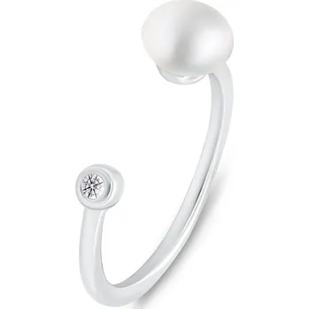 Prsten Brilio Silver Něžný stříbrný prsten s pravou perlou RI103W 60 mm + 2 měsíce na vrácení zboží