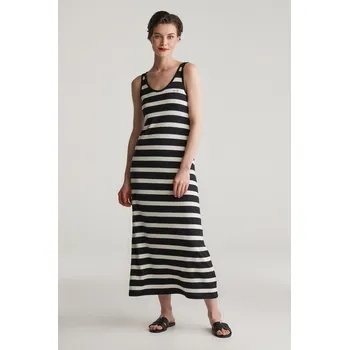 Dámské šaty ŠATY GANT STRIPED TANK TOP JERSEY MIDI DRESS BLACK