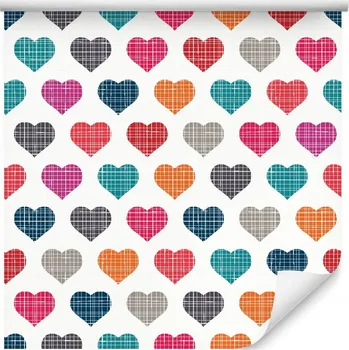 Fototapeta 10m dětská RETRO tapeta s barevnými srdíčky