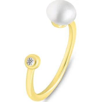 Prsten Brilio Silver Něžný pozlacený prsten s pravou perlou RI103Y 55 mm + 2 měsíce na vrácení zboží