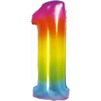 Balónek Fóliový balónek číslice jedna duhový, 76 cm