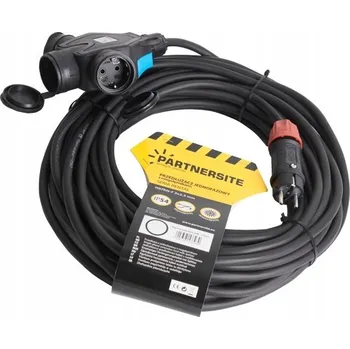 Napájecí kabel Prodlužovací Kabel PARTNERSITE 20 m 3 ks zásuvek, černý