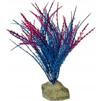 umělá květina UMĚLÁ ROSTLINA DO AKVÁRIA FIALOVÁ DEKORACE OZDOBA TERÁRIA 22 CM