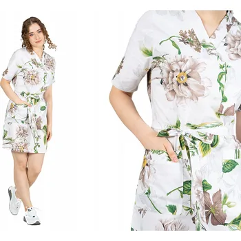 Dámské šaty Šaty lékařská bavlněná se vzory, pohodlná zástěra KATIE s květinami vel. 38