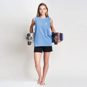 Dámské bavlněné tílko volného střihu bez rukávů modré Tank Top Cuna S