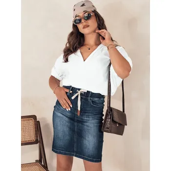 Dámská sukně Tmavě modrá džínová sukně se šňůrkami v pase DENIMFIT CY0455 Velikost: 34