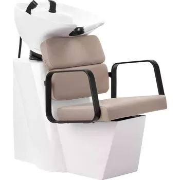 Kadeřnické křeslo Kadeřnický mycí box PORTO - černo béžový