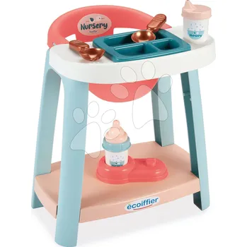 Panenka Jídelní židle Nursery Écoiffier pro 30 cm panenku s lahvičkou na krmení a doplňky od 18 měsíců