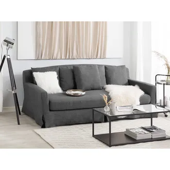 Pohovka Pohovka šedá čalouněná 3místná výsuvná klasický obývací pokoj Beliani