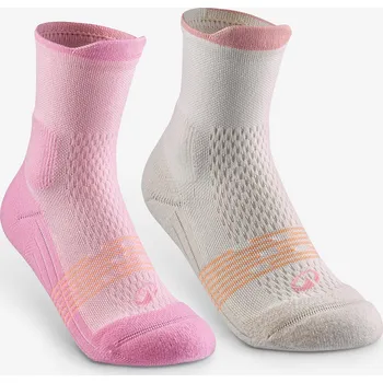 Pánské ponožky QUECHUA Dětské turistické polovysoké ponožky Hike 500 2 páry 35/38 ORANŽOVÁ|RŮŽOVÁ