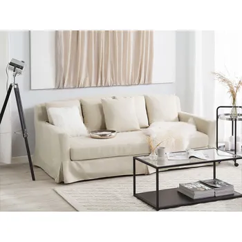 Pohovka Pohovka béžové čalounění 3místná výsuvný potah klasického středomořského obývacího pokoje Beliani