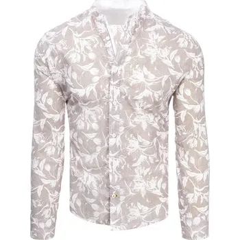 Pánská košile Světle hnědá vzorovaná košile DX2257 Velikost: 2XL