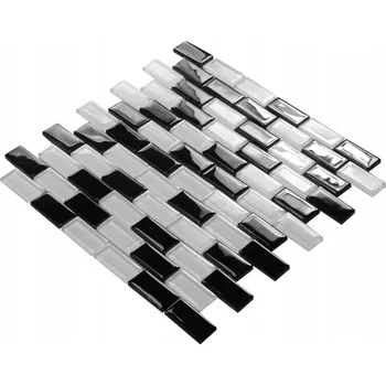 Obklad Skleněná mozaika Englass 30 x 30 cm bílá, černá