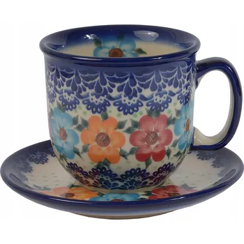 ŠÁLEK S PODŠÁLKEM 275 ML BLUELCE COLLECTION KERAMIKA STYLE Bolesławiec