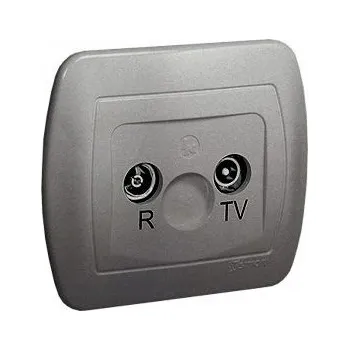 Elektrická zásuvka SIMON AKORD ANTÉNNÍ ZÁSUVKA R/TV KONCOVÁ STŘÍBRNÁ