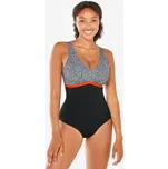 DECATHLON Dámské jednodílné plavky na aqua fitness Rosy 40 ORANŽOVÁ|ČERNÁ|ČERVENÁ