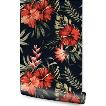 Fototapeta Tapeta na zeď KVĚTY Ibišku Tropické Listy