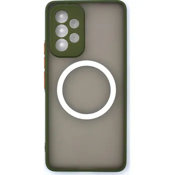 Silikonový kryt s magnetickým kroužkem pro Samsung Galaxy A52/A52 5G/A52S - Zelený