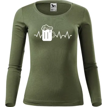 DOBRÝ TRIKO Dámské bavlněné triko Tep pivo Velikost: 2XL, Barva: Khaki