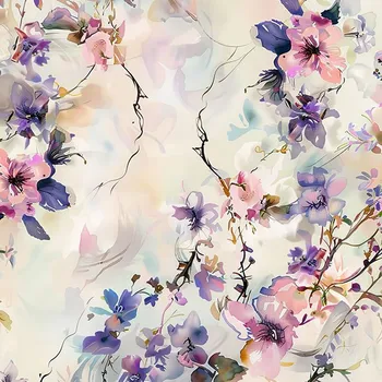 Organza matná květiny světlé 4