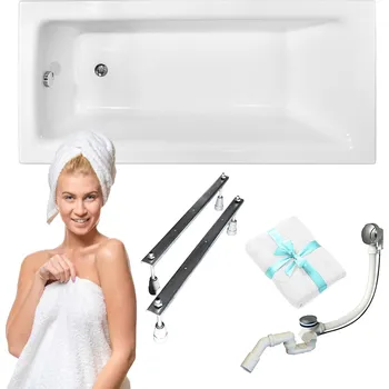 Vana Obdélníková akrylátová vana Besco Talia, boční odtok, 140 x 70 cm