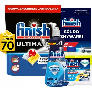 Přípravek do myčky Finish Ultimate All In One 70 Lemon + 3 Doplňky - Sada tablet do myčky