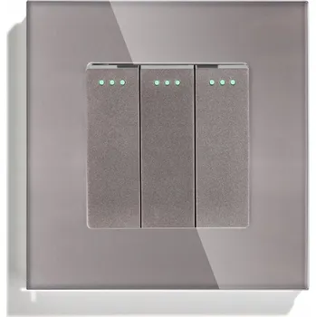 vypínač SKLENĚNÝ TROJITÝ VYPÍNAČ SVĚTLA ŠEDÝ