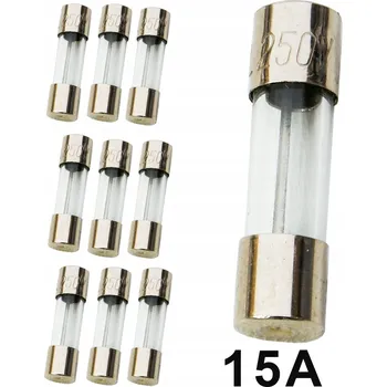 Autopojistky 10x Skleněná pojistka TV WTA 15A 20mm 10 Ks LED